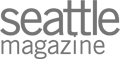 The image shows the logo of "Seattle Magazine" with the text in gray color on a transparent background.